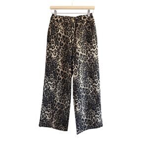 New CIDER Denim Leopard Print Wide Leg Pants Size Small Baggy Loose 26" Inseam